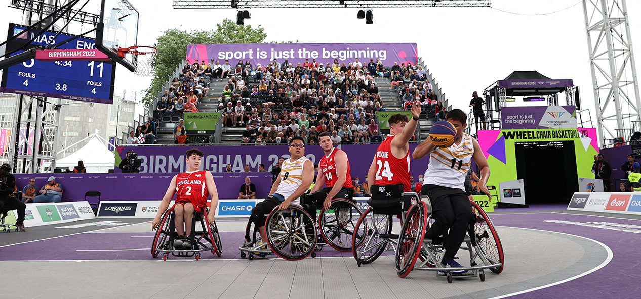 England play Malaysia in 3x3 wheelchair basketball at the 2022 Commonwealth Games in Birmingham