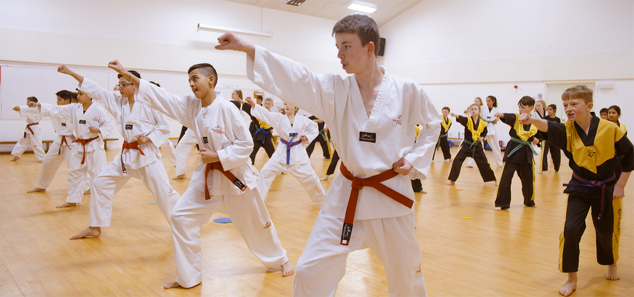 Young people take part in Taekwondo