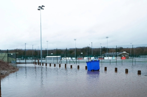 Flooded sports area