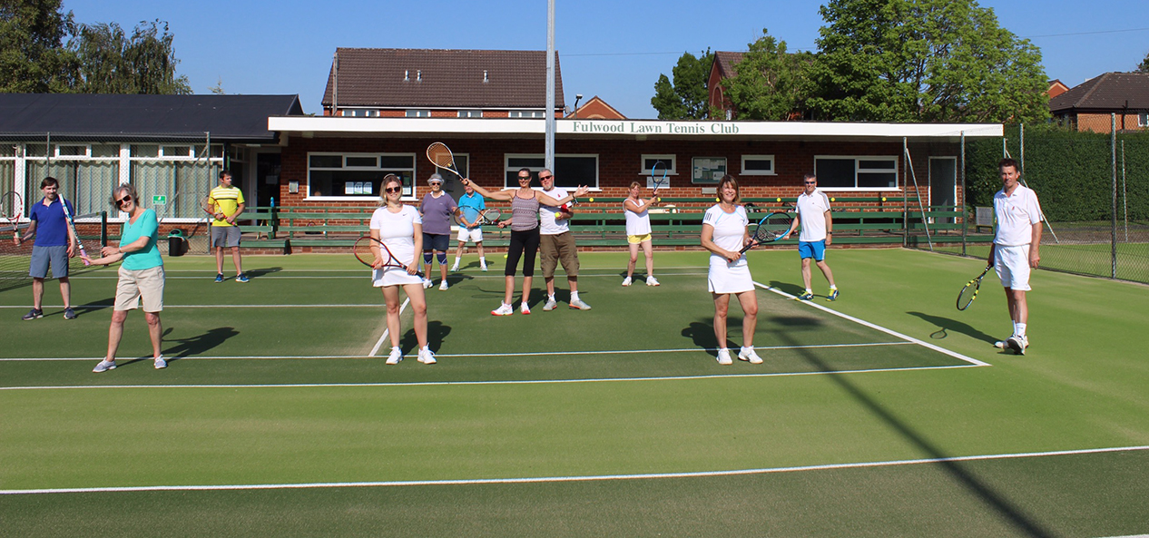 Members of Fulwood Lawn Tennis Club pose whilst being socially distanced last year