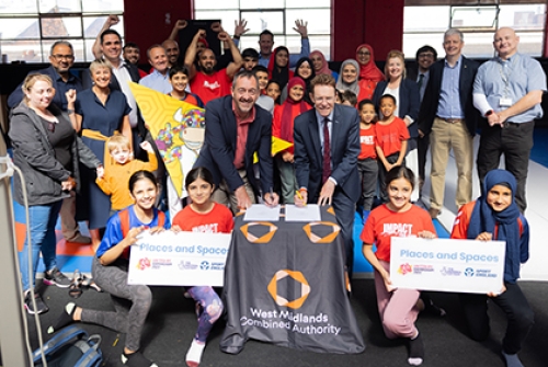 Sport England chair, Chris Boardman, and Mayor of Birmingham Andy Street ceremonially sign the MoU between the WMCA and Sport England, in front of local dignitaries, as well as coaches and participants from Impact Fitness, in Birmingham.