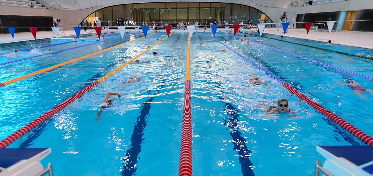 The London Aquatics Centre during a public swim session