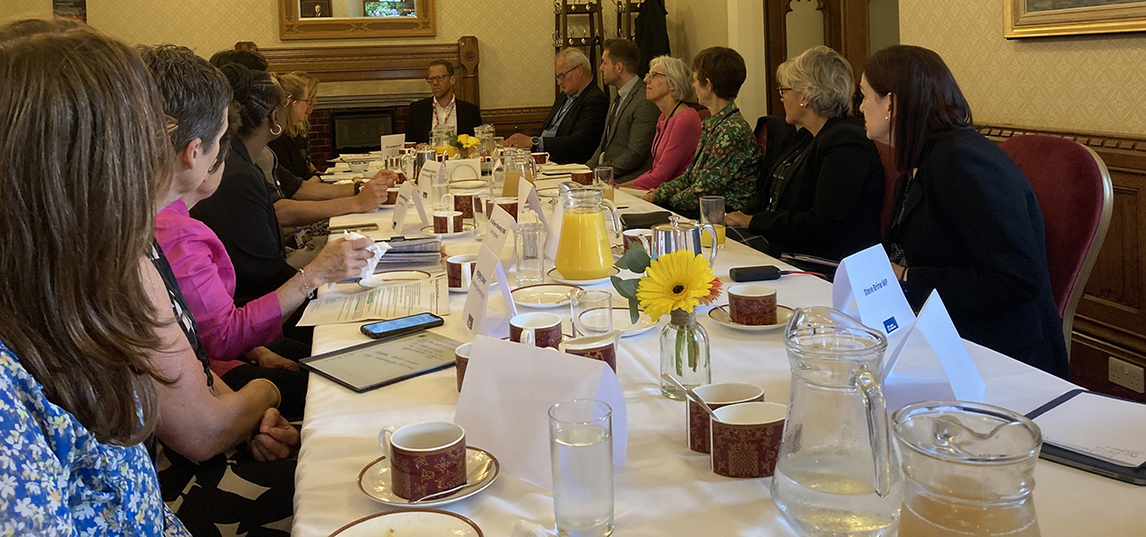 A group of experts gather at the house of lords to discuss health and wellbeing at a meeting in the House of Lords, in London