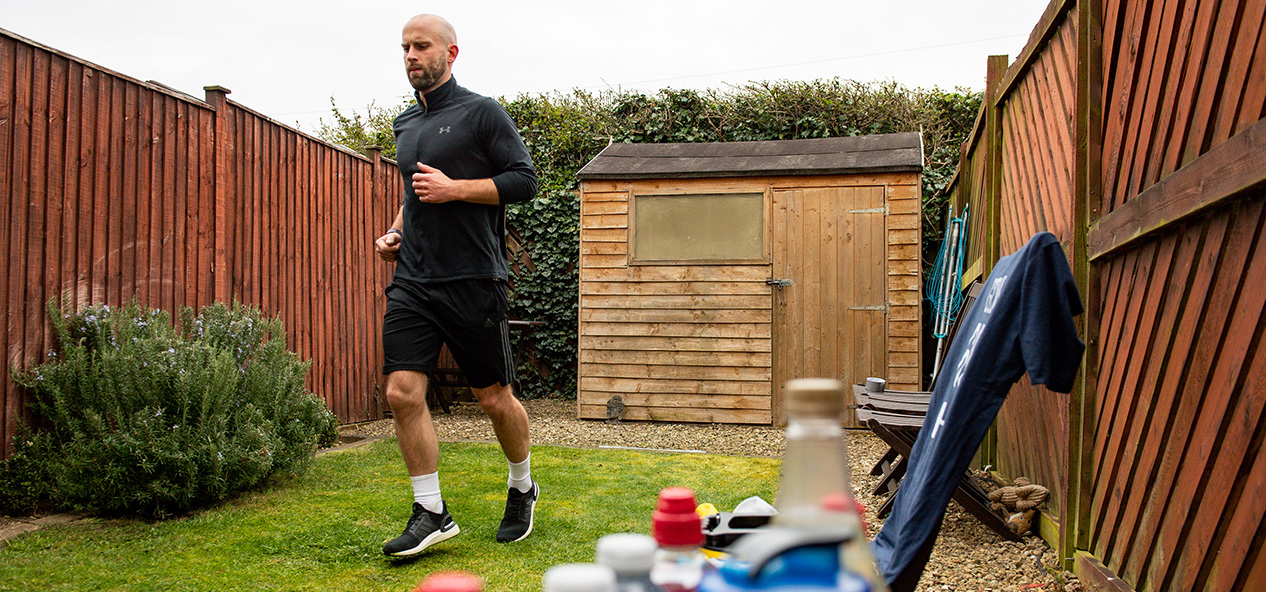 James Campbell runs a marathon in his back garden