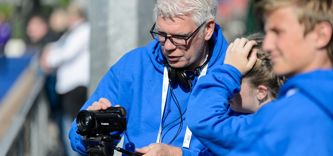 School Games organisers film a hockey match at the 2017 School Games in Loughborough