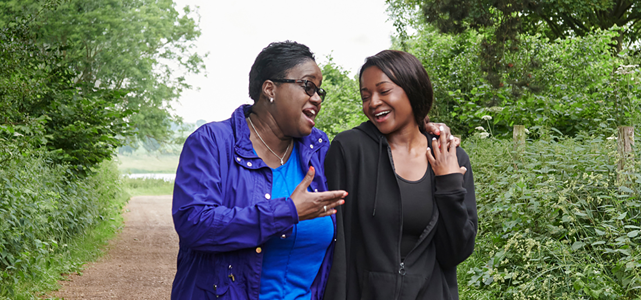 Two women enjoying a walk