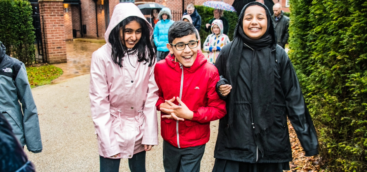 Group of children walking to school