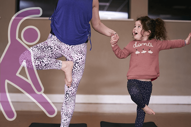 A mum and daughter getting active together.